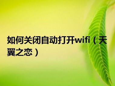 如何关闭自动打开wifi（天翼之恋）