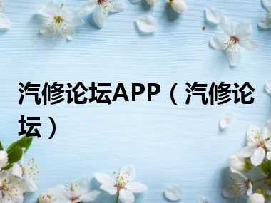 汽修论坛APP（汽修论坛）