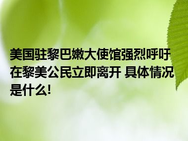 美国驻黎巴嫩大使馆强烈呼吁在黎美公民立即离开 具体情况是什么!