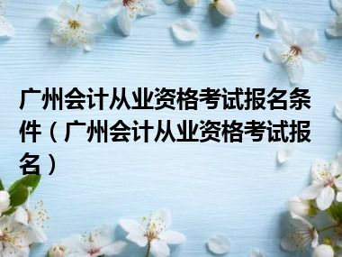 广州会计从业资格考试报名条件（广州会计从业资格考试报名）