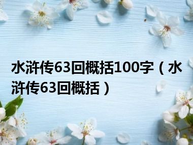 水浒传63回概括100字（水浒传63回概括）