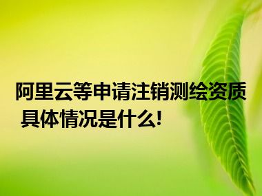 阿里云等申请注销测绘资质 具体情况是什么!