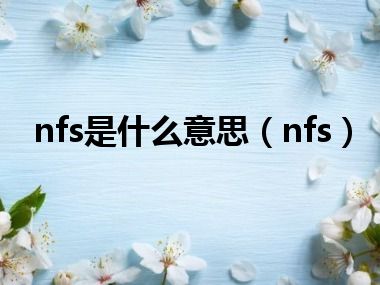 nfs是什么意思（nfs）