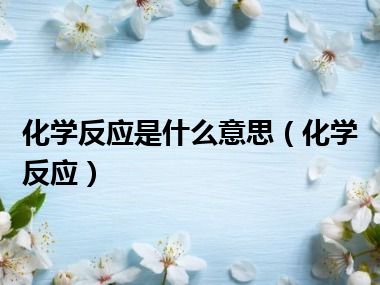 化学反应是什么意思（化学反应）