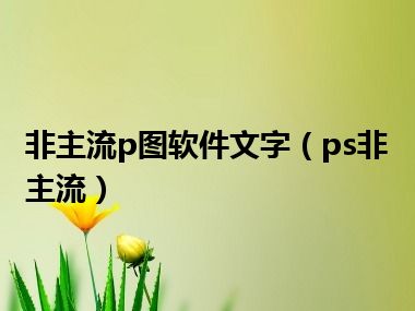 非主流p图软件文字（ps非主流）