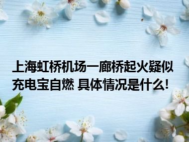 上海虹桥机场一廊桥起火疑似充电宝自燃 具体情况是什么!