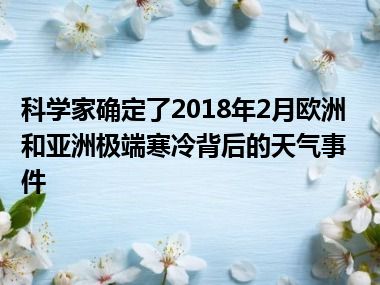 科学家确定了2018年2月欧洲和亚洲极端寒冷背后的天气事件