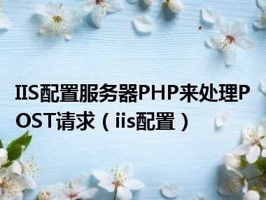 IIS配置服务器PHP来处理POST请求（iis配置）