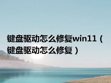 键盘驱动怎么修复win11（键盘驱动怎么修复）