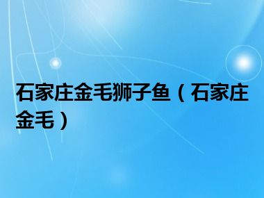 石家庄金毛狮子鱼（石家庄金毛）