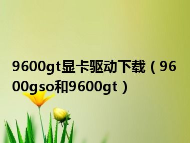 9600gt显卡驱动下载（9600gso和9600gt）