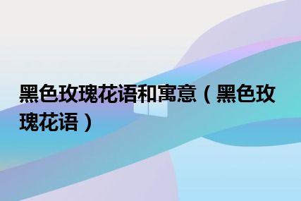 黑色玫瑰花语和寓意（黑色玫瑰花语）