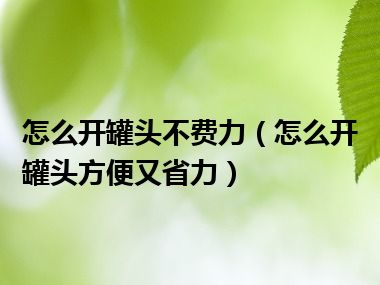 怎么开罐头不费力（怎么开罐头方便又省力）