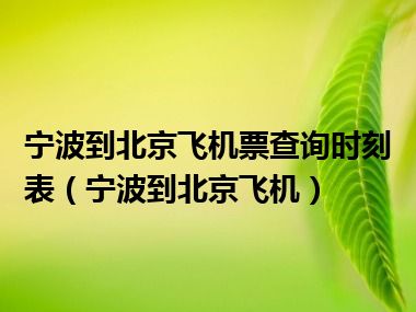 宁波到北京飞机票查询时刻表（宁波到北京飞机）