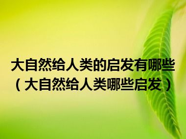 大自然给人类的启发有哪些（大自然给人类哪些启发）