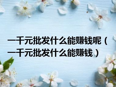 一千元批发什么能赚钱呢（一千元批发什么能赚钱）