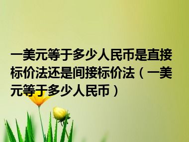 一美元等于多少人民币是直接标价法还是间接标价法（一美元等于多少人民币）