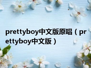 prettyboy中文版原唱（prettyboy中文版）