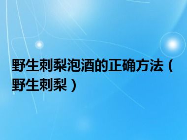 野生刺梨泡酒的正确方法（野生刺梨）