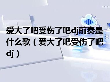 爱大了吧受伤了吧dj前奏是什么歌（爱大了吧受伤了吧dj）