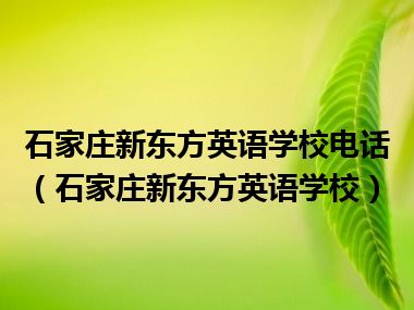 石家庄新东方英语学校电话（石家庄新东方英语学校）