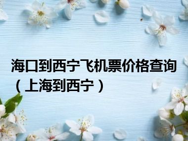 海口到西宁飞机票价格查询（上海到西宁）