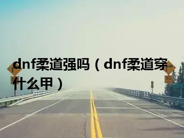 dnf柔道强吗（dnf柔道穿什么甲）