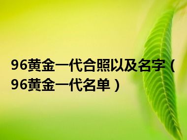 96黄金一代合照以及名字（96黄金一代名单）