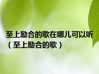 至上励合的歌在哪儿可以听（至上励合的歌）