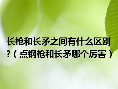 长枪和长矛之间有什么区别?（点钢枪和长矛哪个厉害）