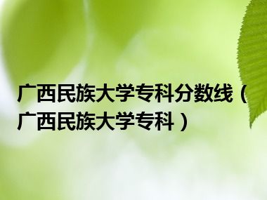 广西民族大学专科分数线（广西民族大学专科）