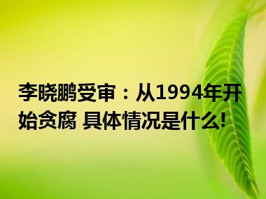 李晓鹏受审：从1994年开始贪腐 具体情况是什么!