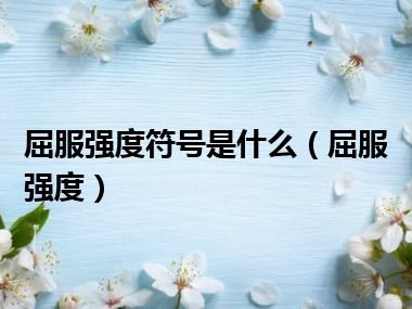 屈服强度符号是什么（屈服强度）