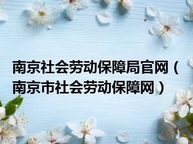 南京社会劳动保障局官网（南京市社会劳动保障网）