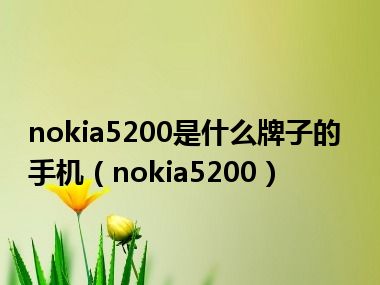 nokia5200是什么牌子的手机（nokia5200）