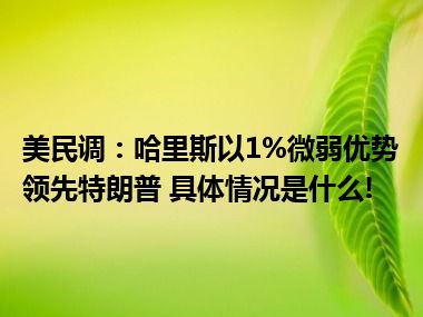 美民调：哈里斯以1%微弱优势领先特朗普 具体情况是什么!