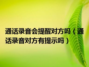 通话录音会提醒对方吗（通话录音对方有提示吗）