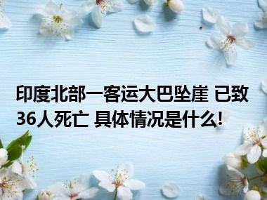 印度北部一客运大巴坠崖 已致36人死亡 具体情况是什么!