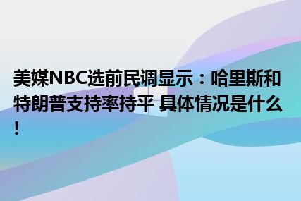 美媒NBC选前民调显示：哈里斯和特朗普支持率持平 具体情况是什么!