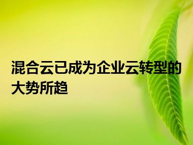 混合云已成为企业云转型的大势所趋