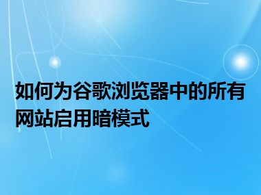 如何为谷歌浏览器中的所有网站启用暗模式