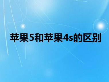 苹果5和苹果4s的区别