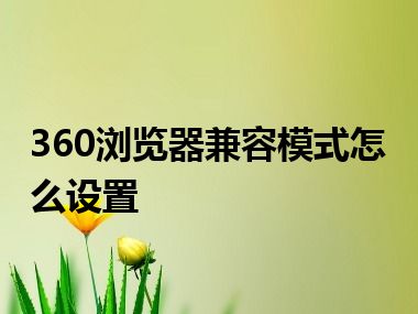 360浏览器兼容模式怎么设置