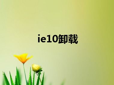 ie10卸载