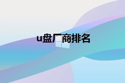 u盘厂商排名