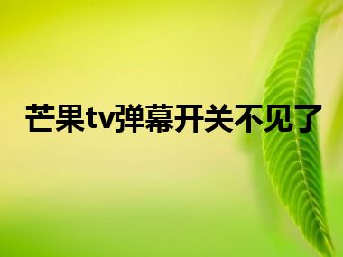 芒果tv弹幕开关不见了