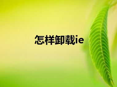 怎样卸载ie