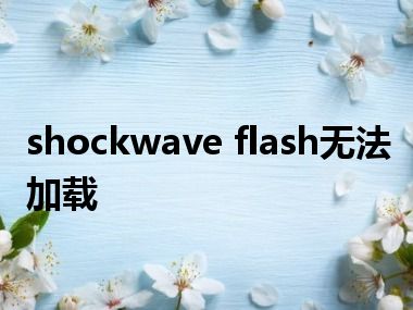 shockwave flash无法加载